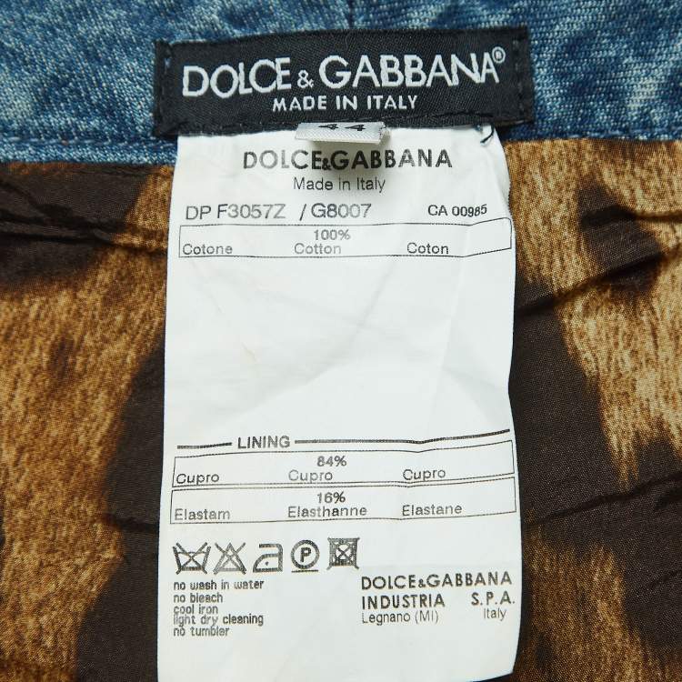 Pre Owned Dolce & Gabbana Blue Embroidered Shearling Trimmed Denim Cropped Jeans M Waist 34''