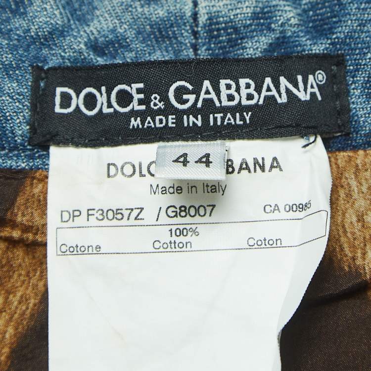 Pre Owned Dolce & Gabbana Blue Embroidered Shearling Trimmed Denim Cropped Jeans M Waist 34''