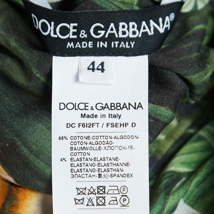 Pre Owned Dolce & Gabbana Green Tropical Print Cotton High Slit Maxi Dress M