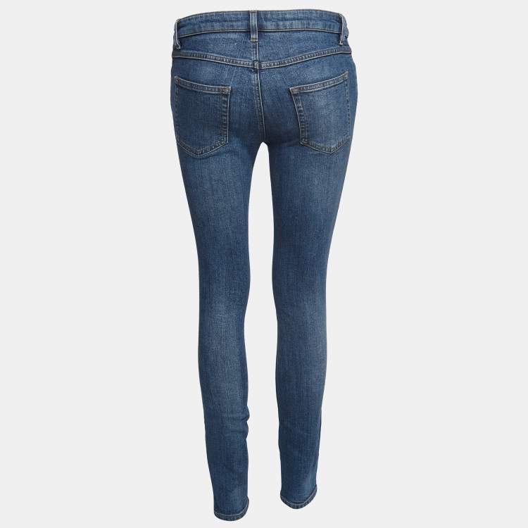 Pre Owned Dolce & Gabbana Blue Sacred Heart Embroidery Denim Skinny Jeans S Waist 25''