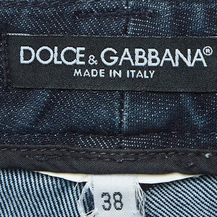 Pre Owned Dolce & Gabbana Navy Blue Side Stripe Denim Jeans S Waist 28''