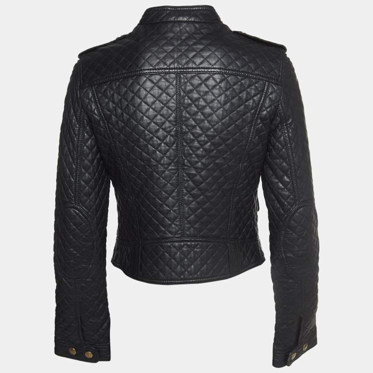 مملوكة مسبقًا Dolce & Gabbana Black Leather Zipper Quilted  Jacket M