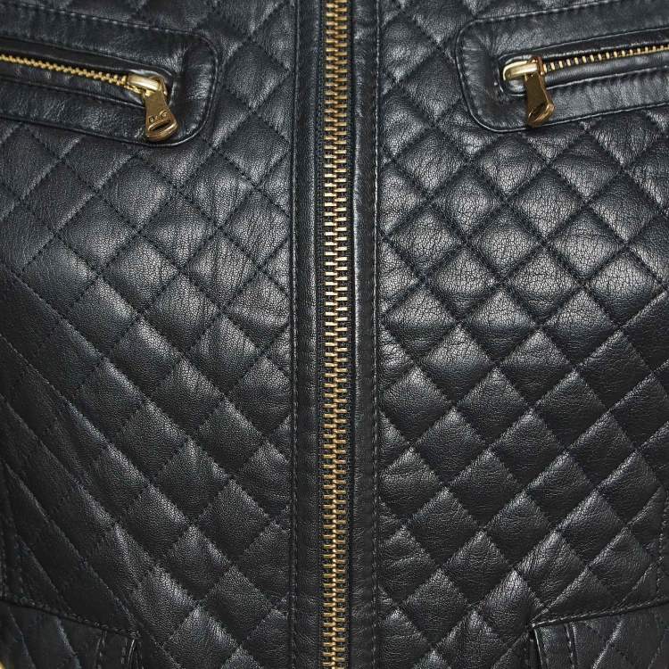 مملوكة مسبقًا Dolce & Gabbana Black Leather Zipper Quilted  Jacket M