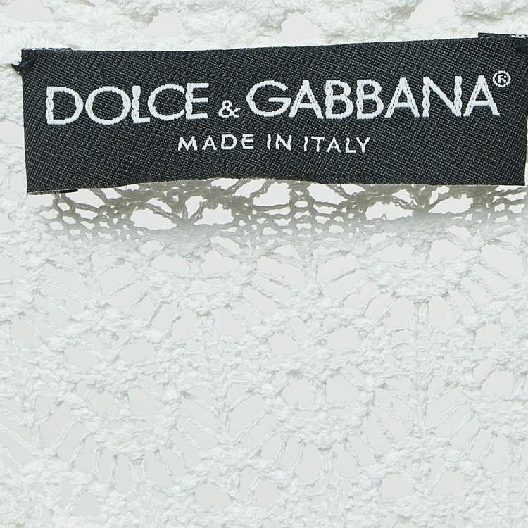 Pre Owned Dolce & Gabbana White Patterned Knit Sleeveless Top S