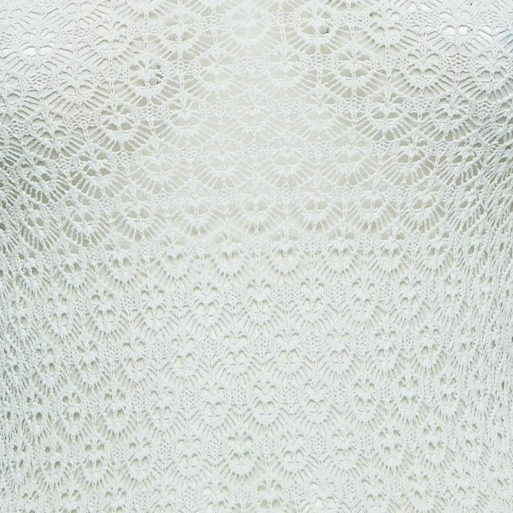 Pre Owned Dolce & Gabbana White Patterned Knit Sleeveless Top S