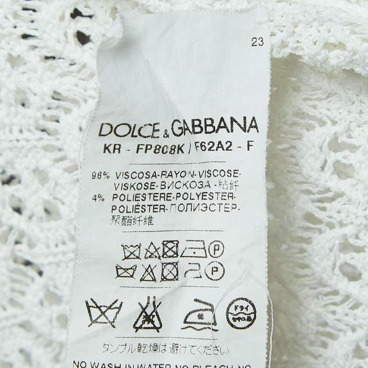 Pre Owned Dolce & Gabbana White Patterned Knit Sleeveless Top S