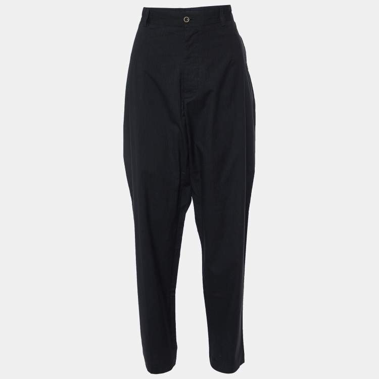 Pre Owned Dolce & Gabbana Black Pinstriped Cotton Tapered Trousers XXL