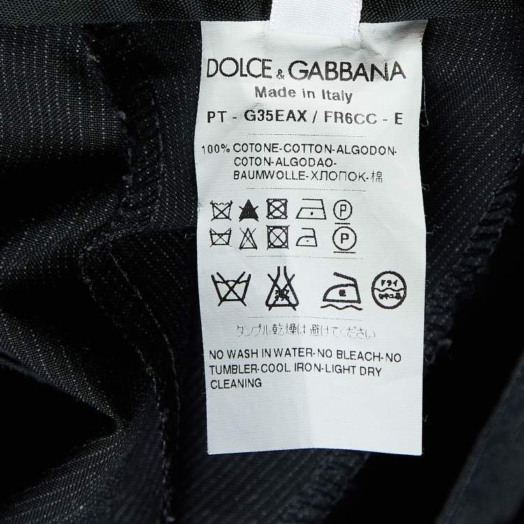 Pre Owned Dolce & Gabbana Black Pinstriped Cotton Tapered Trousers XXL