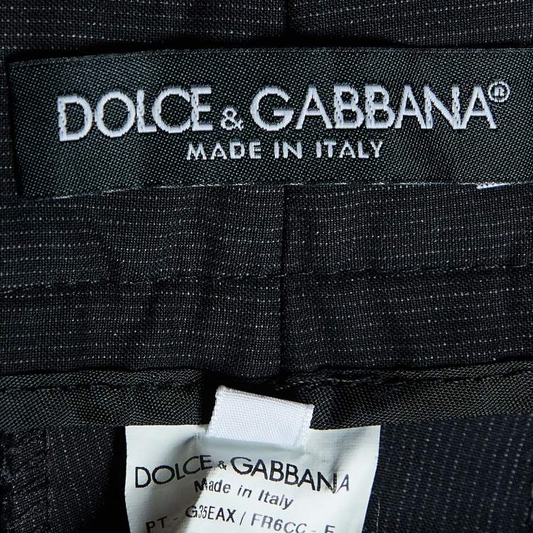 Pre Owned Dolce & Gabbana Black Pinstriped Cotton Tapered Trousers XXL