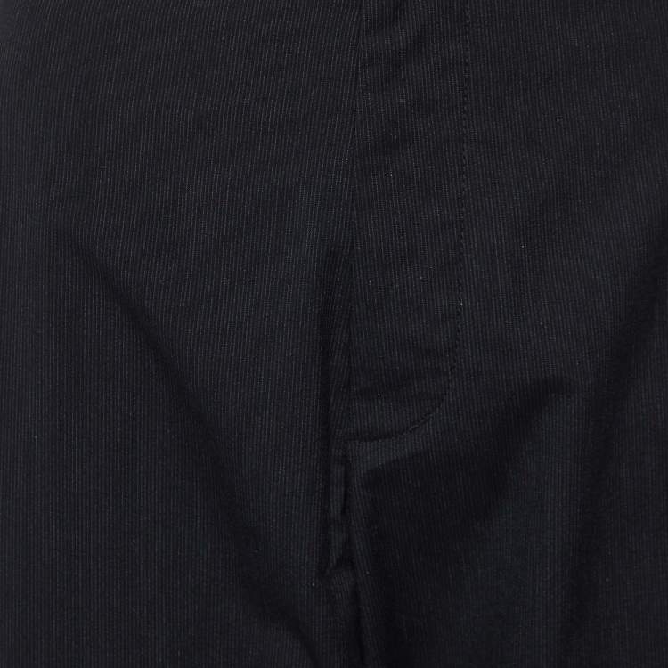 Pre Owned Dolce & Gabbana Black Pinstriped Cotton Tapered Trousers XXL