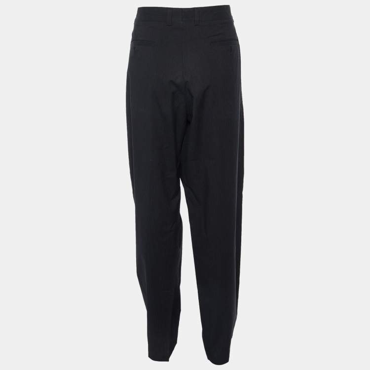 Pre Owned Dolce & Gabbana Black Pinstriped Cotton Tapered Trousers XXL