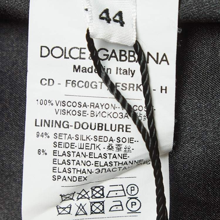 Pre Owned Dolce & Gabbana Dark Blue Floral Print Crepe Fitted Midi Dress M