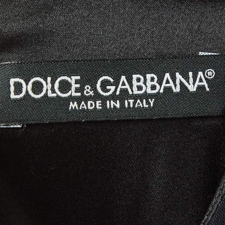 Pre Owned Dolce & Gabbana Dark Blue Floral Print Crepe Fitted Midi Dress M