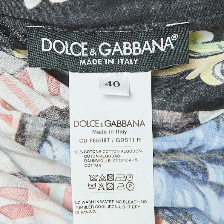 مملوكة مسبقًا Dolce & Gabbana Multicolor Printed Cotton Poplin Short Dress S