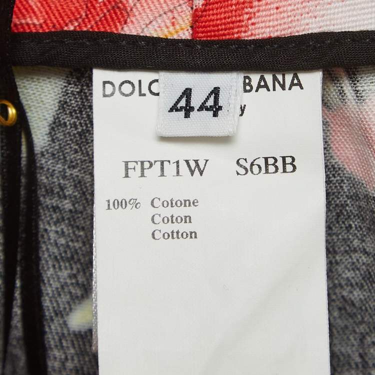 Pre Owned Dolce & Gabbana Multicolor Floral Print Cotton Wide Leg Trousers M