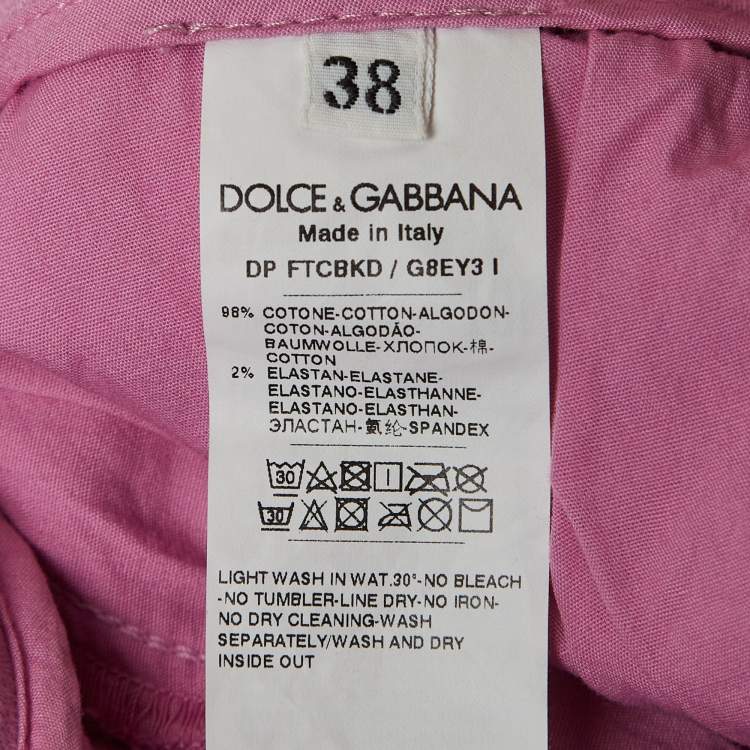 Pre Owned Dolce & Gabbana Pink Distressed Denim Straight Fit Jeans S Waist 27''