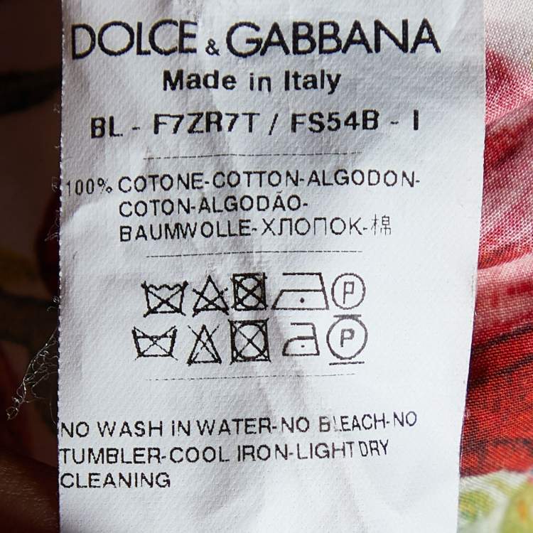 Pre Owned Dolce & Gabbana Red Rose Print Cotton Off-Shoulder Blouse L