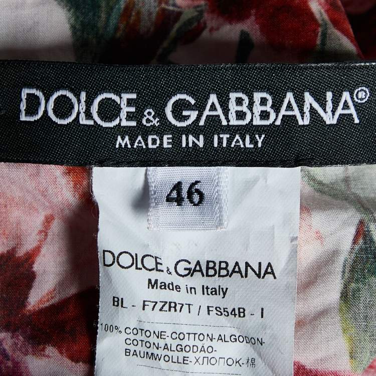 Pre Owned Dolce & Gabbana Red Rose Print Cotton Off-Shoulder Blouse L