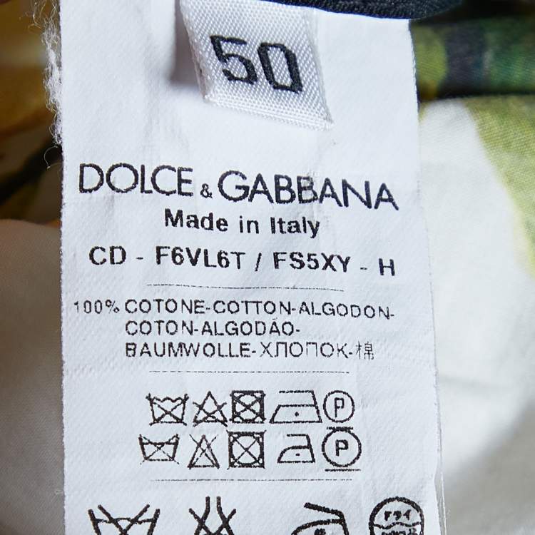 Pre Owned Dolce & Gabbana Yellow Lemon Print Cotton Off-Shoulder Dress XL