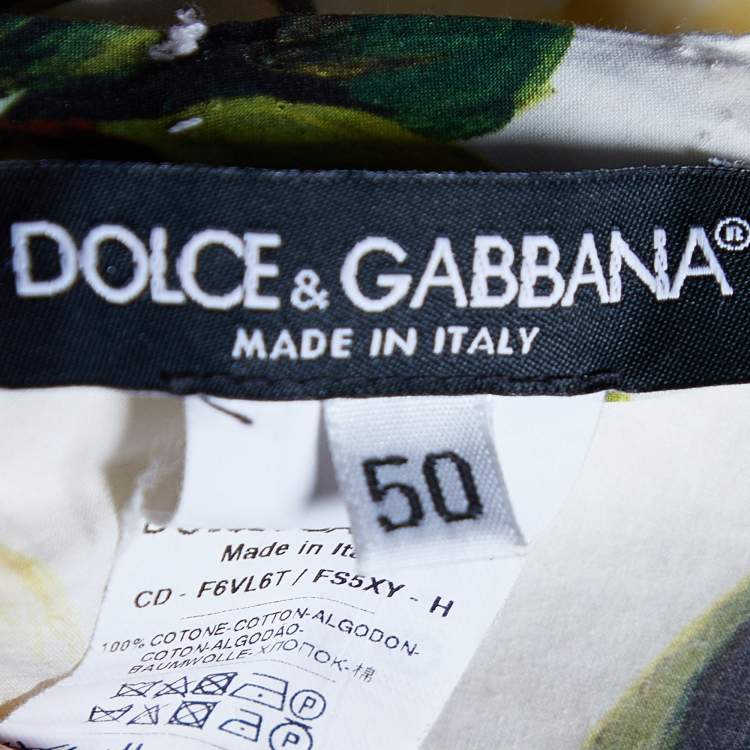 Pre Owned Dolce & Gabbana Yellow Lemon Print Cotton Off-Shoulder Dress XL
