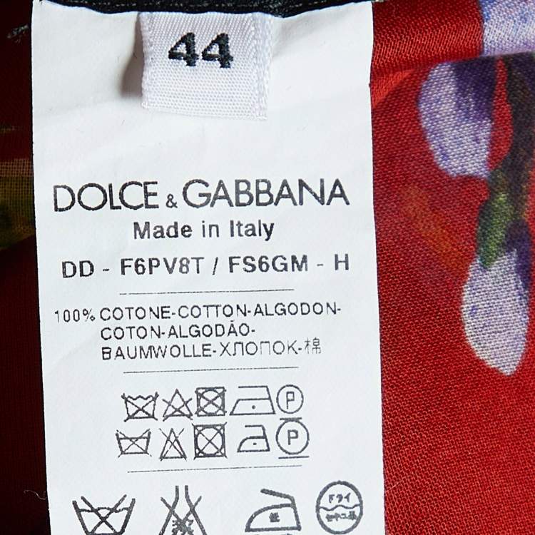Pre Owned Dolce & Gabbana Red Floral Print Cotton Kaftan Cover Up M