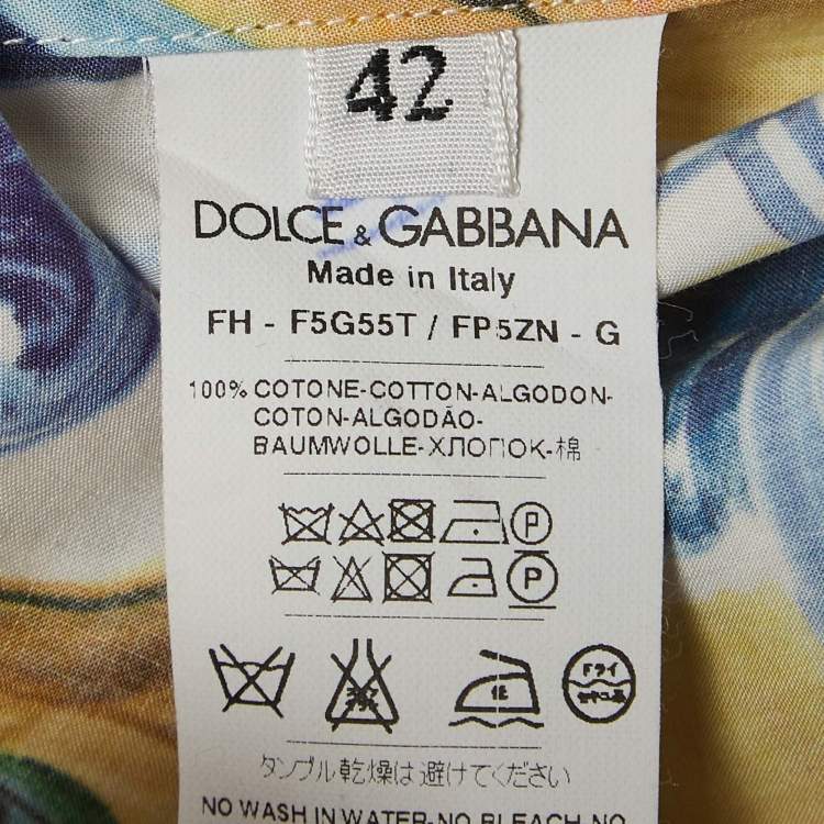 Pre Owned Dolce & Gabbana Multicolored Majolica Printed Cotton Button Front Shirt M