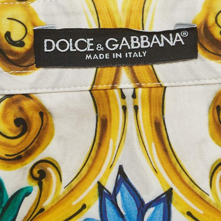 Pre Owned Dolce & Gabbana Multicolored Majolica Printed Cotton Button Front Shirt M
