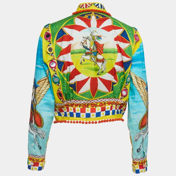 Pre Owned Dolce & Gabbana Multicolor Carreto Print Cotton Knotted Shirt S