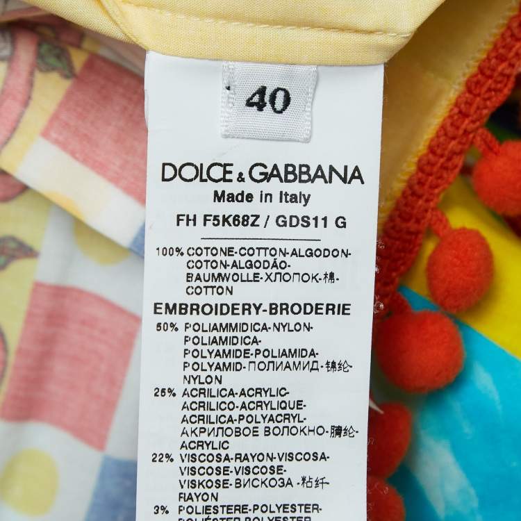 Pre Owned Dolce & Gabbana Multicolor Carreto Print Cotton Knotted Shirt S