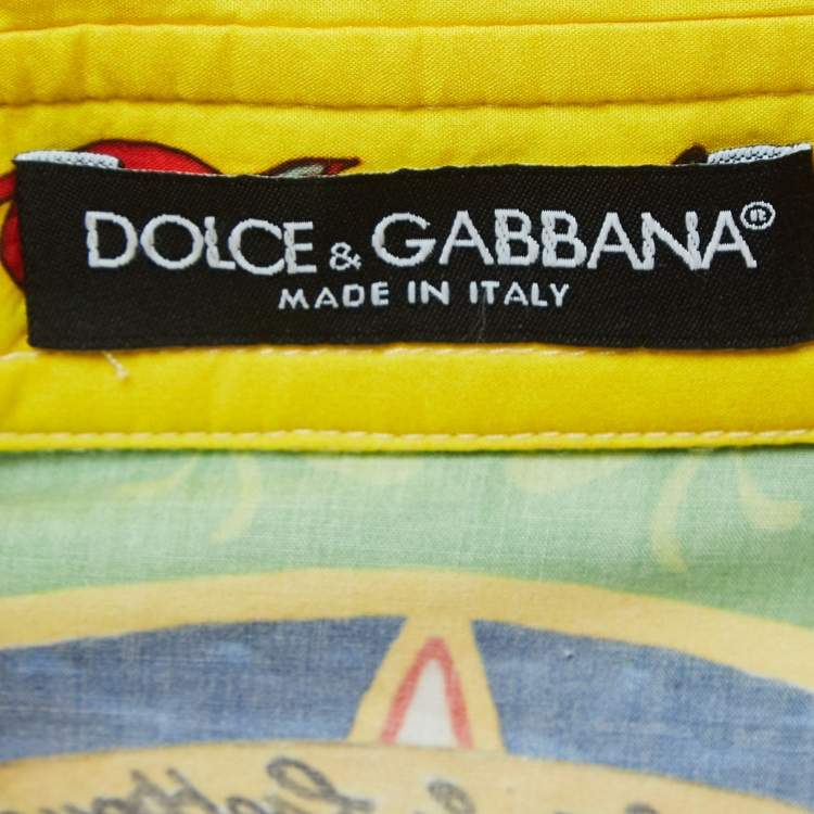 Pre Owned Dolce & Gabbana Multicolor Carreto Print Cotton Knotted Shirt S