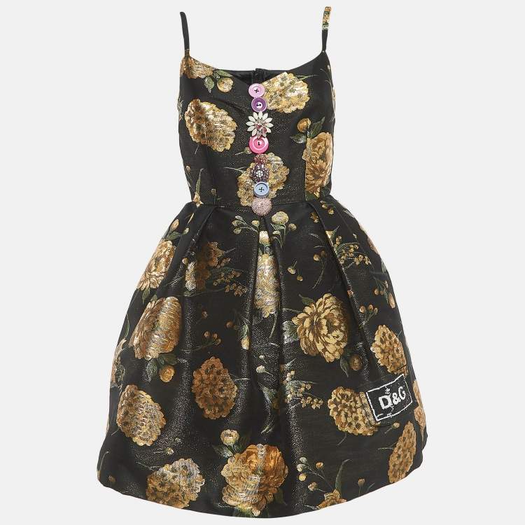 Pre Owned Dolce & Gabbana Black/Metallic Jacquard Embellished Mini Dress S