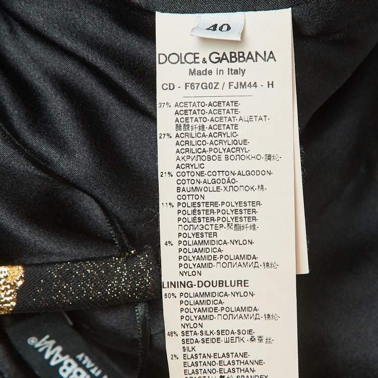Pre Owned Dolce & Gabbana Black/Metallic Jacquard Embellished Mini Dress S