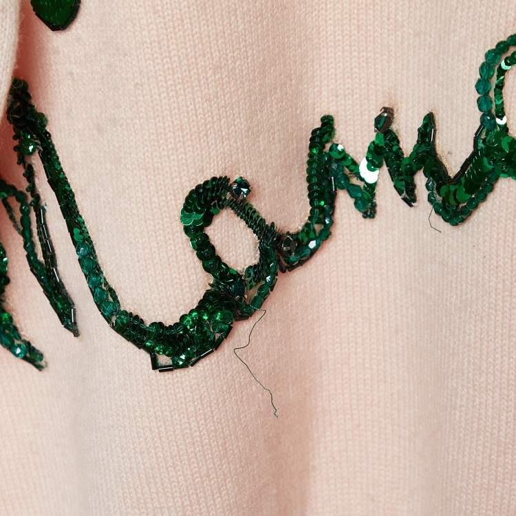 Pre Owned Dolce & Gabbana Light Pink Je T'aime Mama Cashmere Sweater M