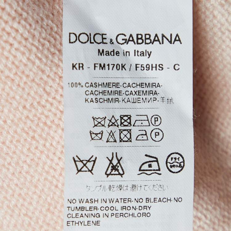 Pre Owned Dolce & Gabbana Light Pink Je T'aime Mama Cashmere Sweater M
