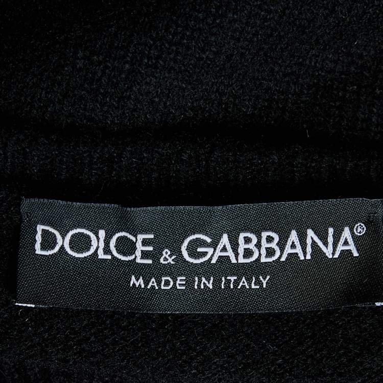Pre Owned Dolce & Gabbana Black Rose Appliqued Cashmere Sweater M
