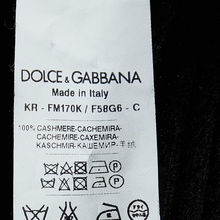 Pre Owned Dolce & Gabbana Black Rose Appliqued Cashmere Sweater M