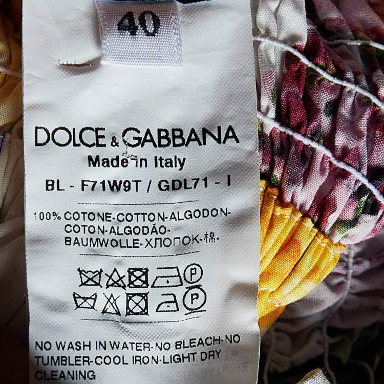 Pre Owned Dolce & Gabbana White Floral Print Cotton Off-The-Shoulder Crop Top S