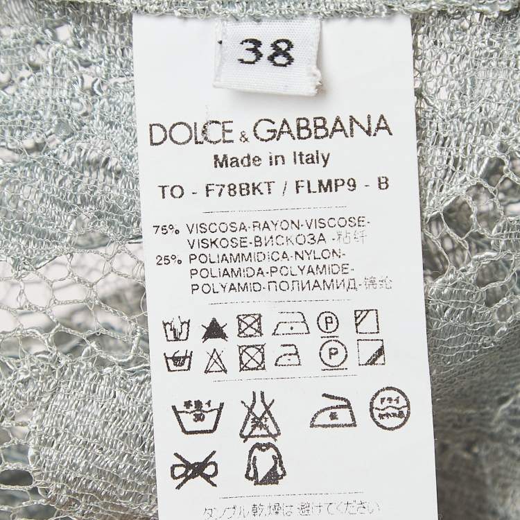 مملوكة مسبقًا Dolce & Gabbana Sage Green Floral Lace Sleeveless Blouse S