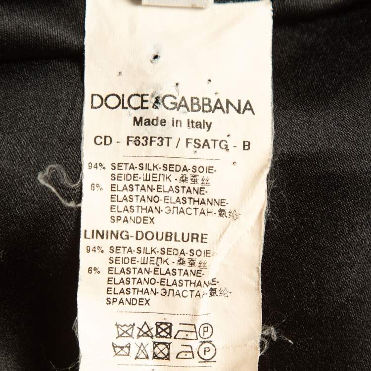 Pre Owned Dolce & Gabbana Black Floral Print Silk Cold Shoulder Ruched Midi Dress M