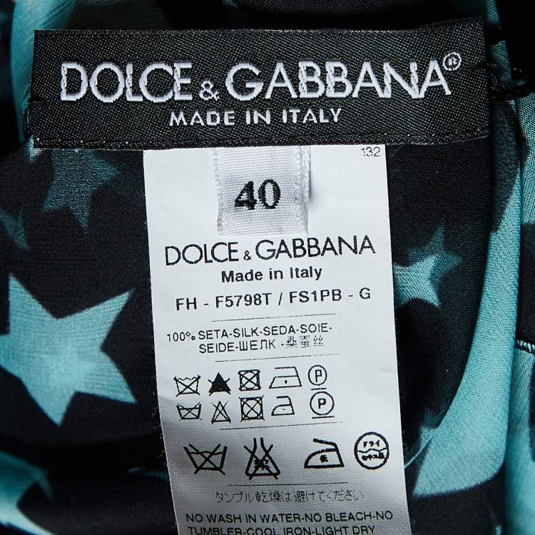 Pre Owned Dolce & Gabbana Black Star Print Silk Sheer Blouse S