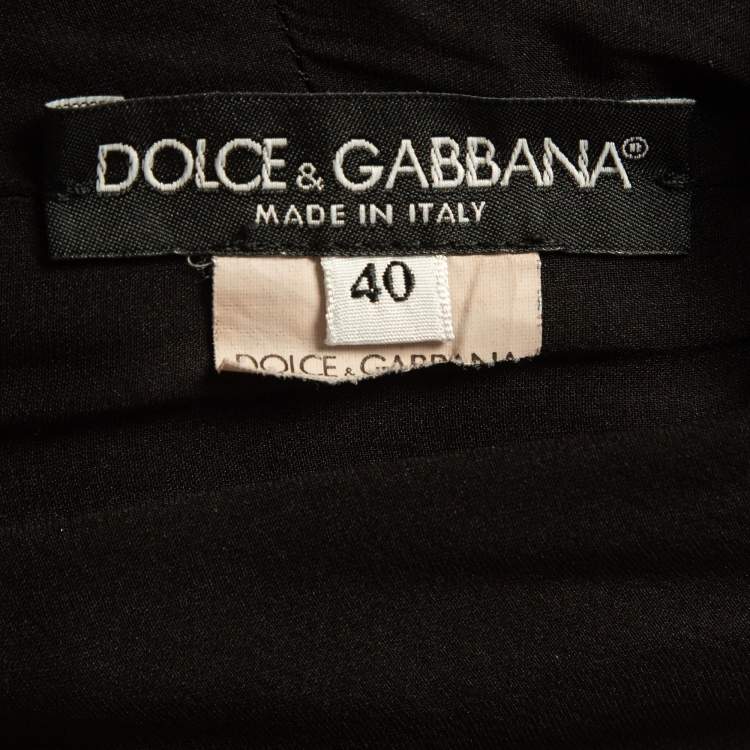 Pre Owned Dolce & Gabbana Black Ruched Jersey Long Sleeve Mid Dresses S