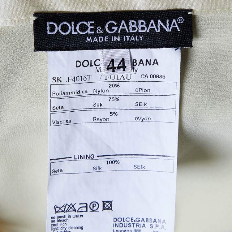 Pre Owned Dolce & Gabbana Yellow Silk Lace Trim Flounced Skirt M