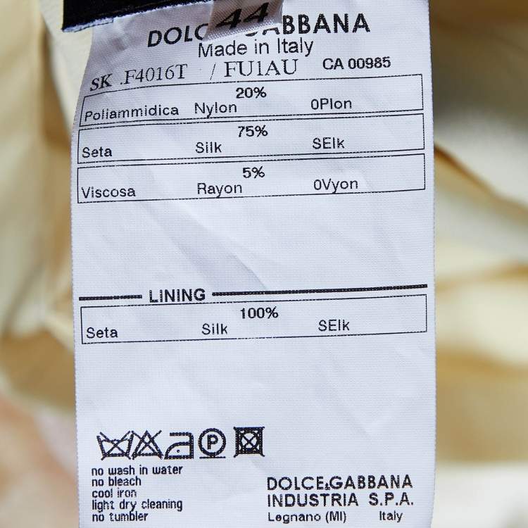 Pre Owned Dolce & Gabbana Yellow Silk Lace Trim Flounced Skirt M