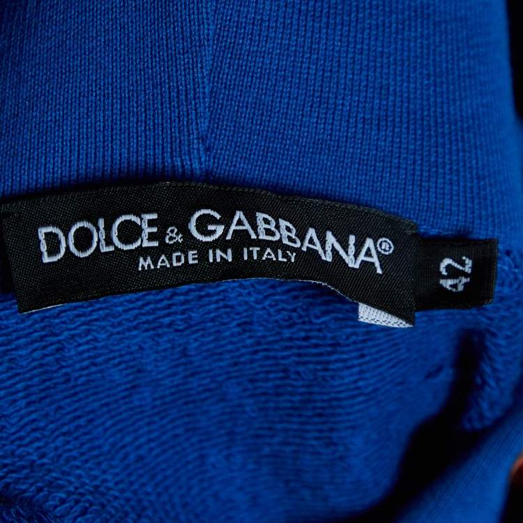 مملوكة مسبقًا Dolce & Gabbana Blue Queen of Heart Cotton Hooded Sweatshirt M