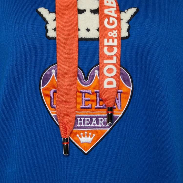 مملوكة مسبقًا Dolce & Gabbana Blue Queen of Heart Cotton Hooded Sweatshirt M