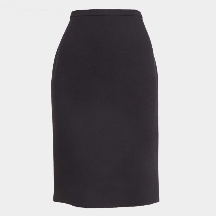 Pre Owned Dolce & Gabbana Vintage Black Crepe Pencil Skirt M