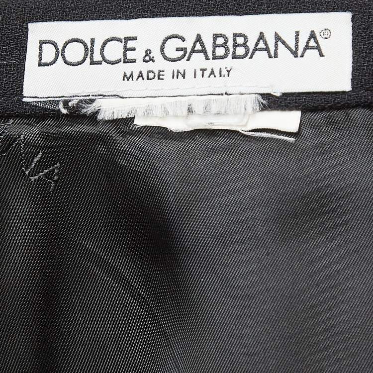 Pre Owned Dolce & Gabbana Vintage Black Crepe Pencil Skirt M