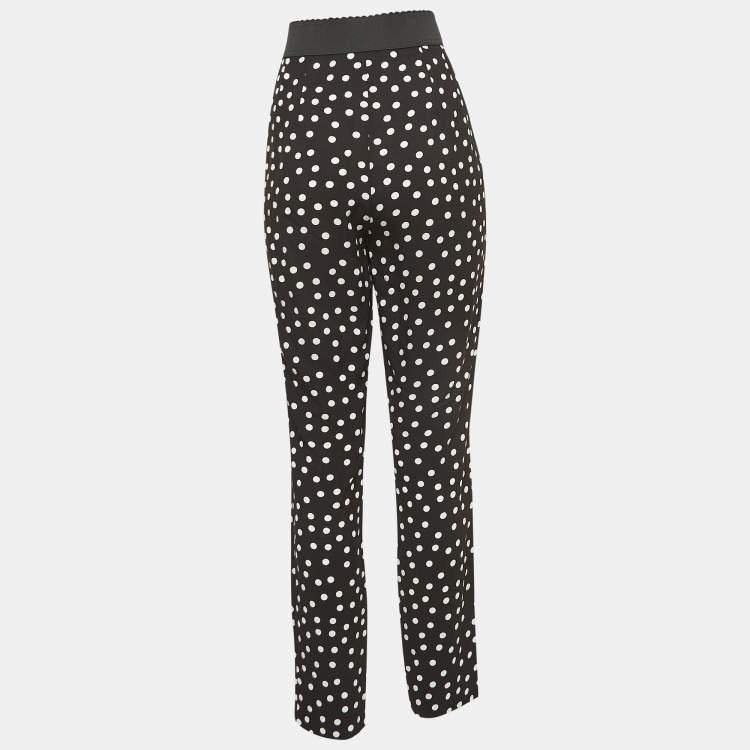 Pre Owned Dolce & Gabbana Black Dotted Crepe Pants M