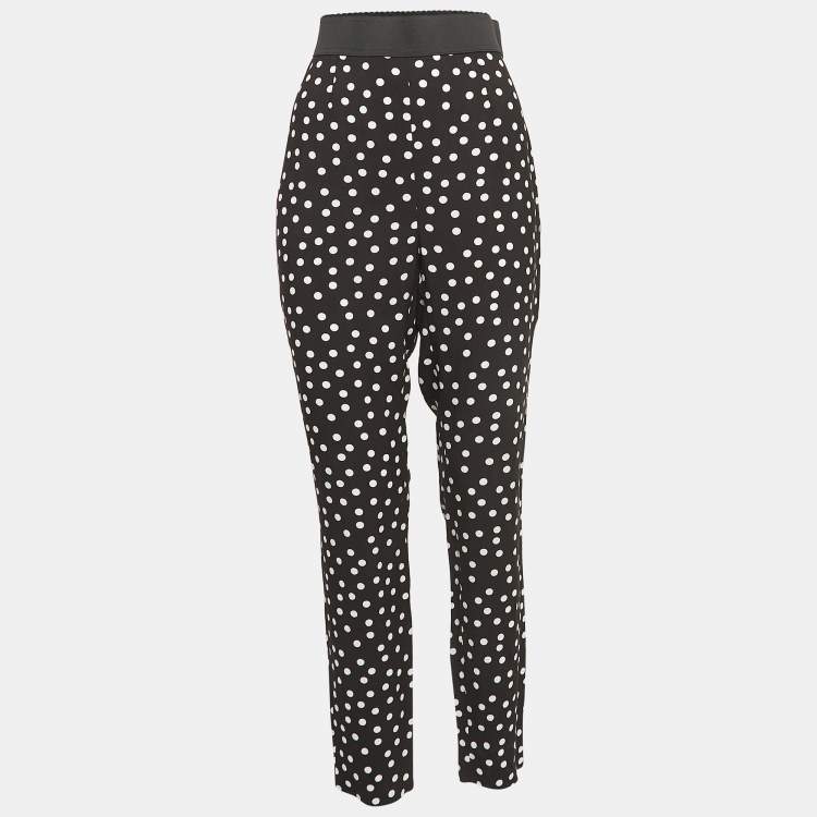 Pre Owned Dolce & Gabbana Black Dotted Crepe Pants M