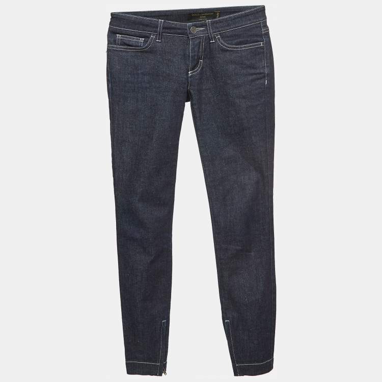 Pre Owned Dolce & Gabbana Dark Blue Denim Skinny Pretty Jeans XS Waist 26"